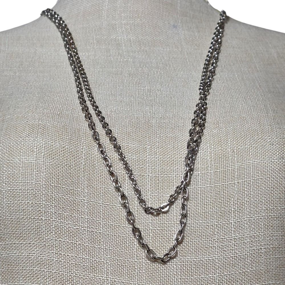 Sarah Coventry Silver‎ Tone Double Strand Chain Necklace Fashion Jewelry